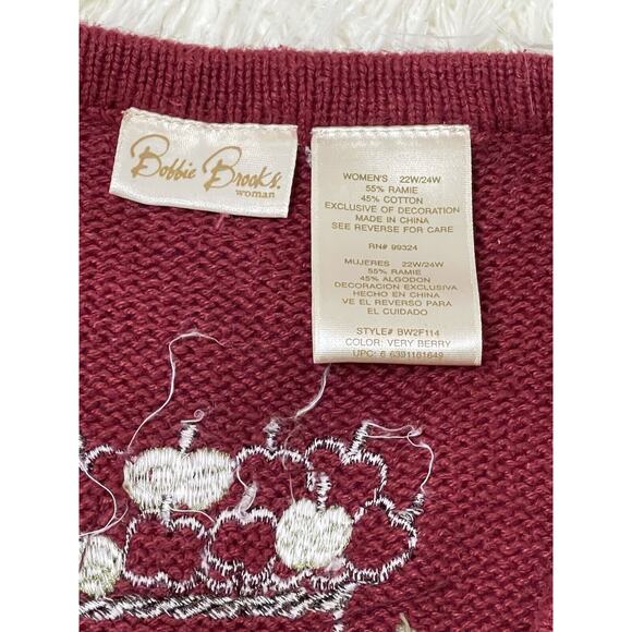 Novelty Autumn Fall Theme Birdhouse Apples Sweater Vest Volup 22W - Picture 3 of 4